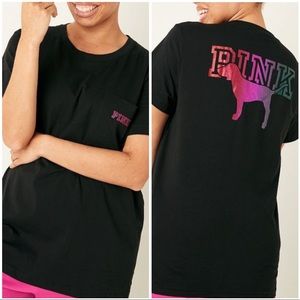 VS PINK SHINE CAMPUS SHORT SLEEVE TEE Relaxed fit Size S *Price Firm*